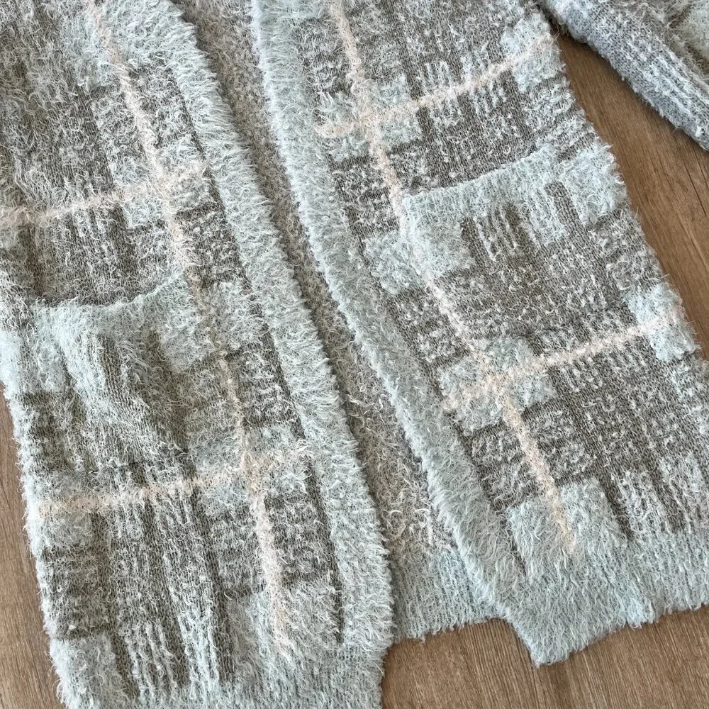 Womens Fashion Nova Blue Plaid Sweater Cardigan - S - Picture 3 of 8